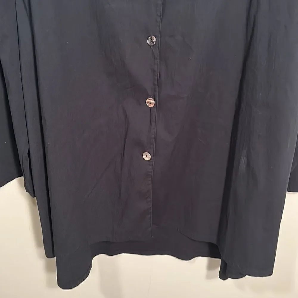 Brynn Walker Black Front Button Tunic Top M - Picture 3 of 8